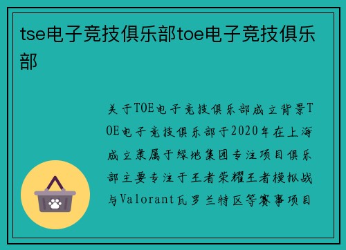tse电子竞技俱乐部toe电子竞技俱乐部